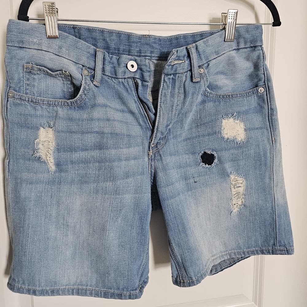 H&M Boyfriend Shorts Distressed Light Blue Denim Sz 6